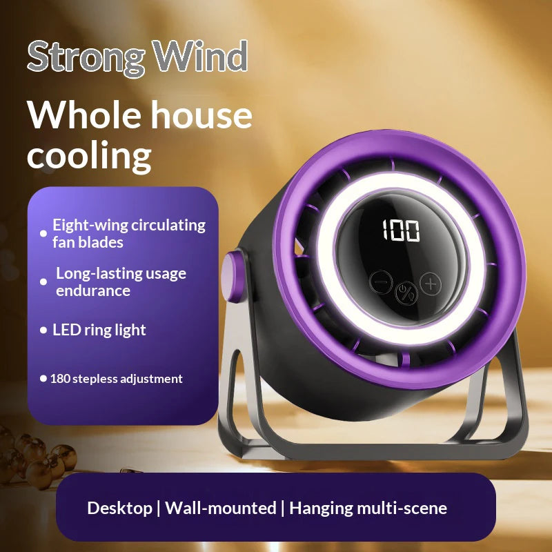 New Circular Fan for Home USB Plug-In Quiet Desktop Turbo Mini Fan Wall-Mounted Desktop Electric Fan