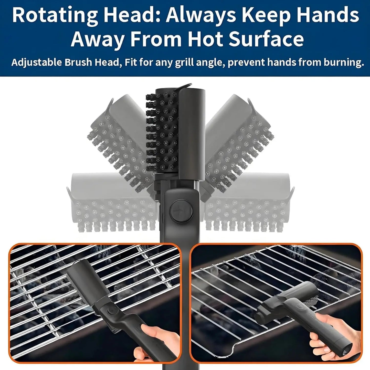 Electric Grill Brush 2 in 1 Cordless Rechargeable Grill Cleaning Brush Stainless Steel Brush Head 3-Speed Power for BBQ Grates